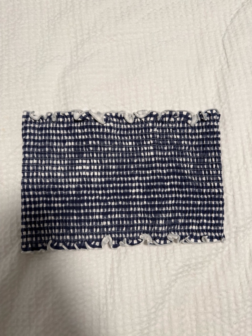 bp Navy and White Smocked Crop Tube Top